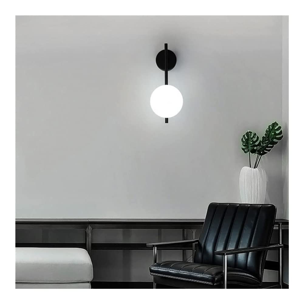 Modern Glass Ball Wall Sconce Lighting - G9 Bulb Wall Lamp with Metal Iron Frame for Living Room, Bedroom & Indoor Decor (Black) - Perfect for Ambient Lighting and Home Decoration