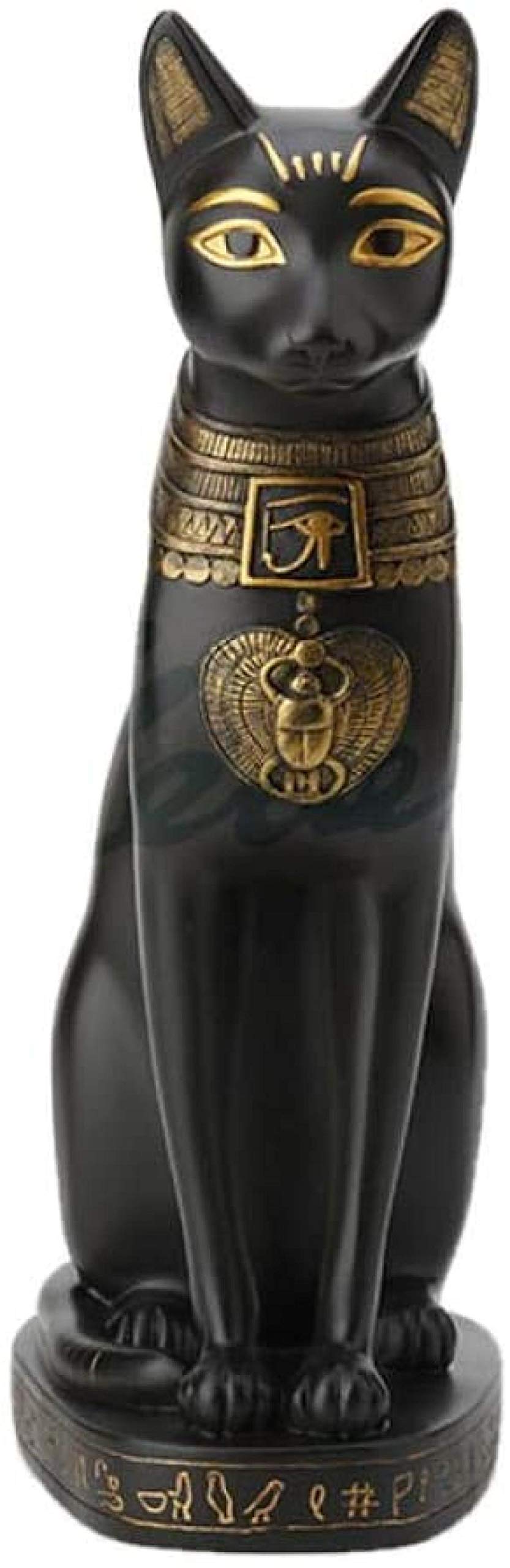 DSQK Ancient Egyptian Cat God Bast Resin Statue - Handcrafted Home Decor, Unique Figurine for Collectors & Egyptian Theme Decorations | Perfect for Living Room, Office & Gift Giving