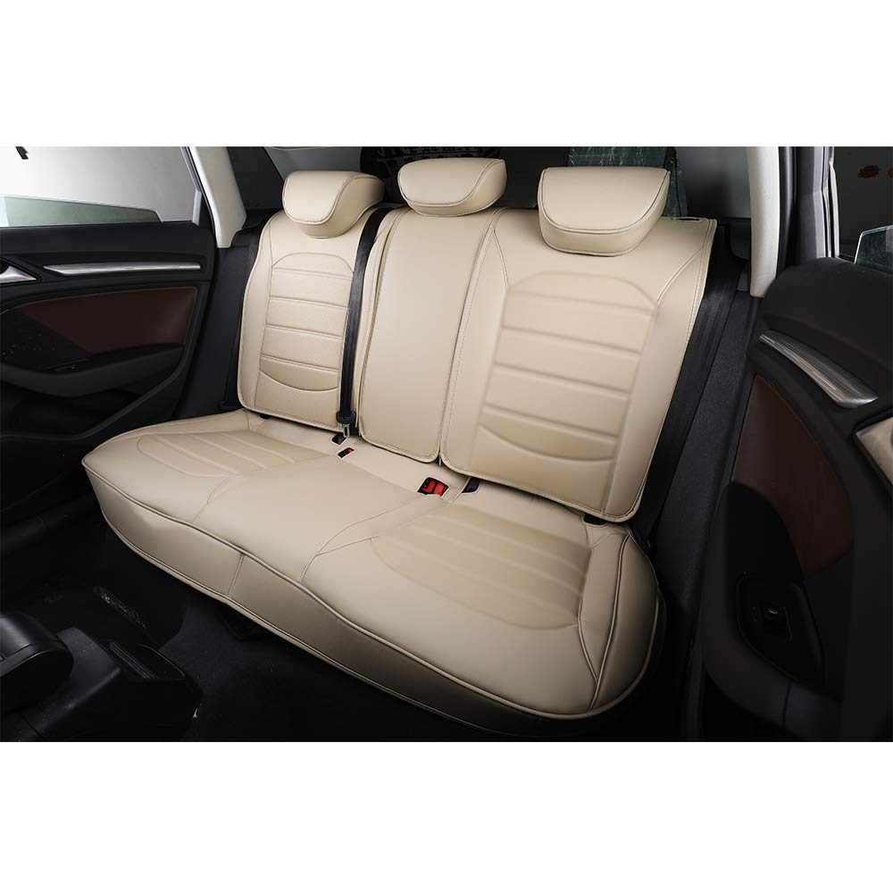 Premium Genuine Leather Seat Covers for 2010 Dodge Avenger - 5-Seat Full Set (Front & Rear) with Airbag Compatibility - Beige Color - Perfect for Car Enthusiasts & Daily Commuters