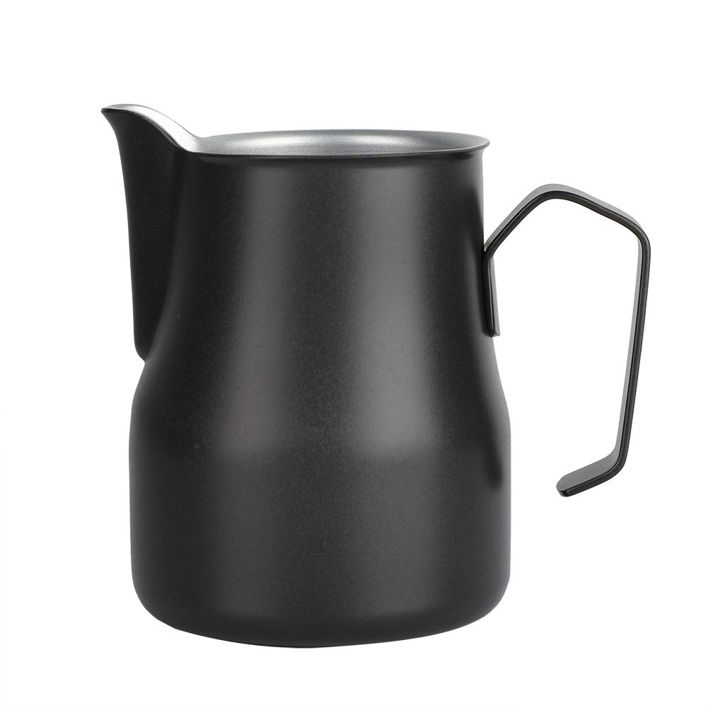 Premium Stainless Steel Milk Frothing Pitcher - Durable Barista Milk Jug for Latte Art, Coffee & Cappuccino Making - Comfortable Grip & Easy Pouring - Ideal for Home Baristas & Coffee Shops (Black)