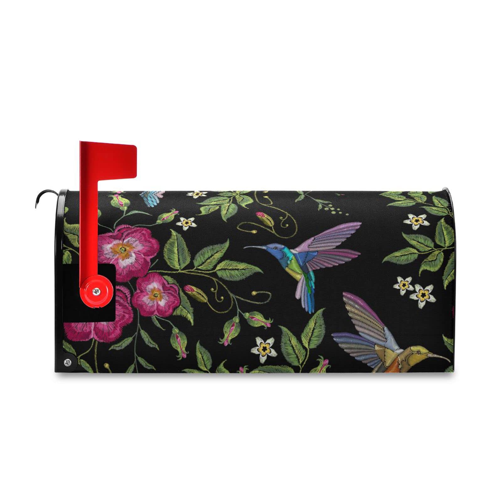 25.5 x 21 Inch Magnetic Mailbox Cover with Tropical Leaf & Hummingbird Design - Weatherproof Decorative Mail Wrap for Outdoor Mailbox Protection | Perfect for Home, Garden & Front Yard Decor