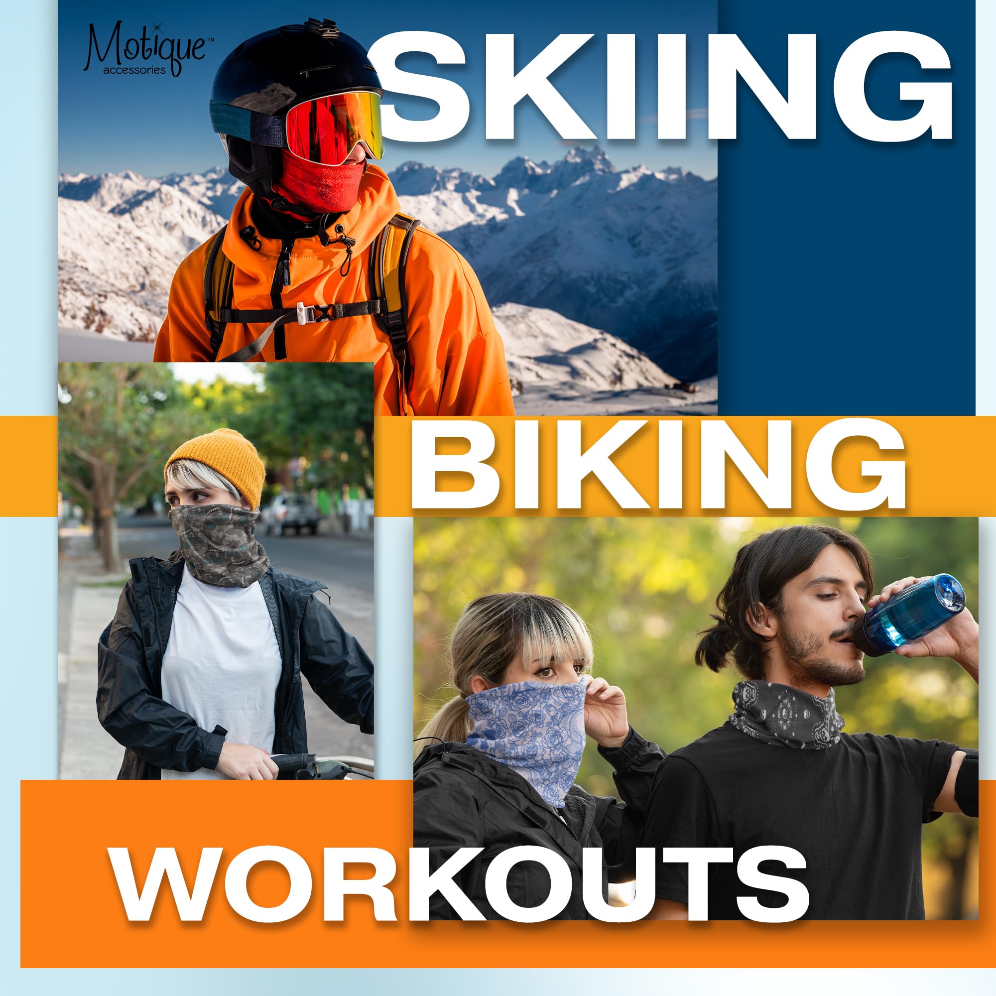 Seamless Face Mask Bandanas for Dust Protection - Breathable & Reusable for Outdoor Activities, Festivals, Sports, Hiking, Cycling & Travel