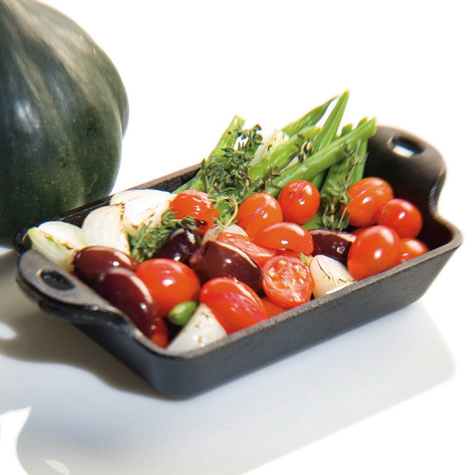 5.5 Inch Cast Iron Rectangle Serving Tray - Perfect for BBQ, Picnics, and Rustic Dining Table Decor