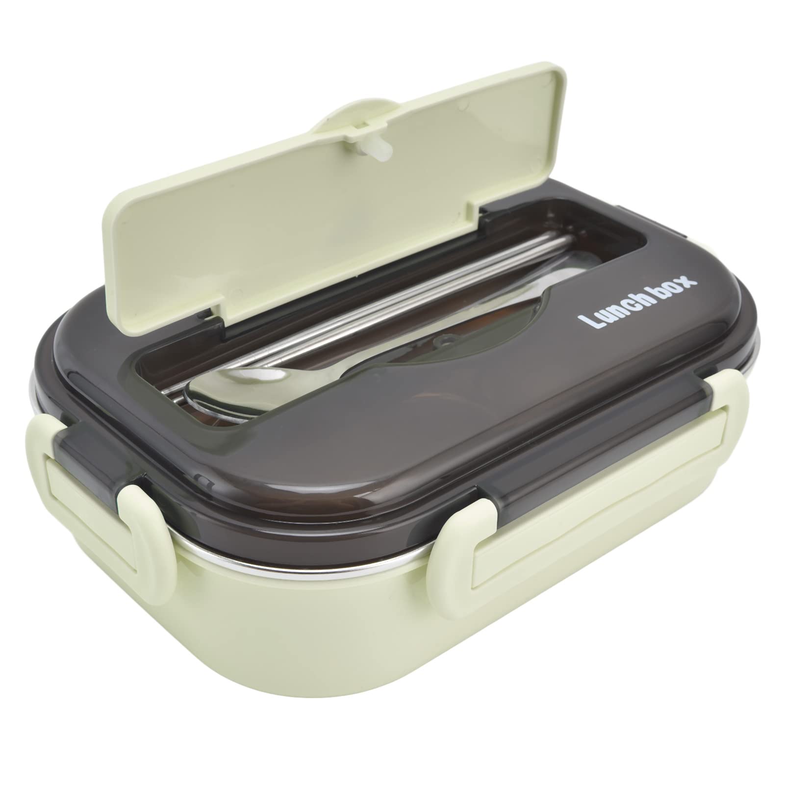 Premium Stainless Steel Thermal Bento Box - 3 Compartment Leak-Proof Lunch Container with Insulation | Includes Free Chopsticks & Spoon | Perfect for Office, School, Picnics & Camping (Eco-Friendly Green)
