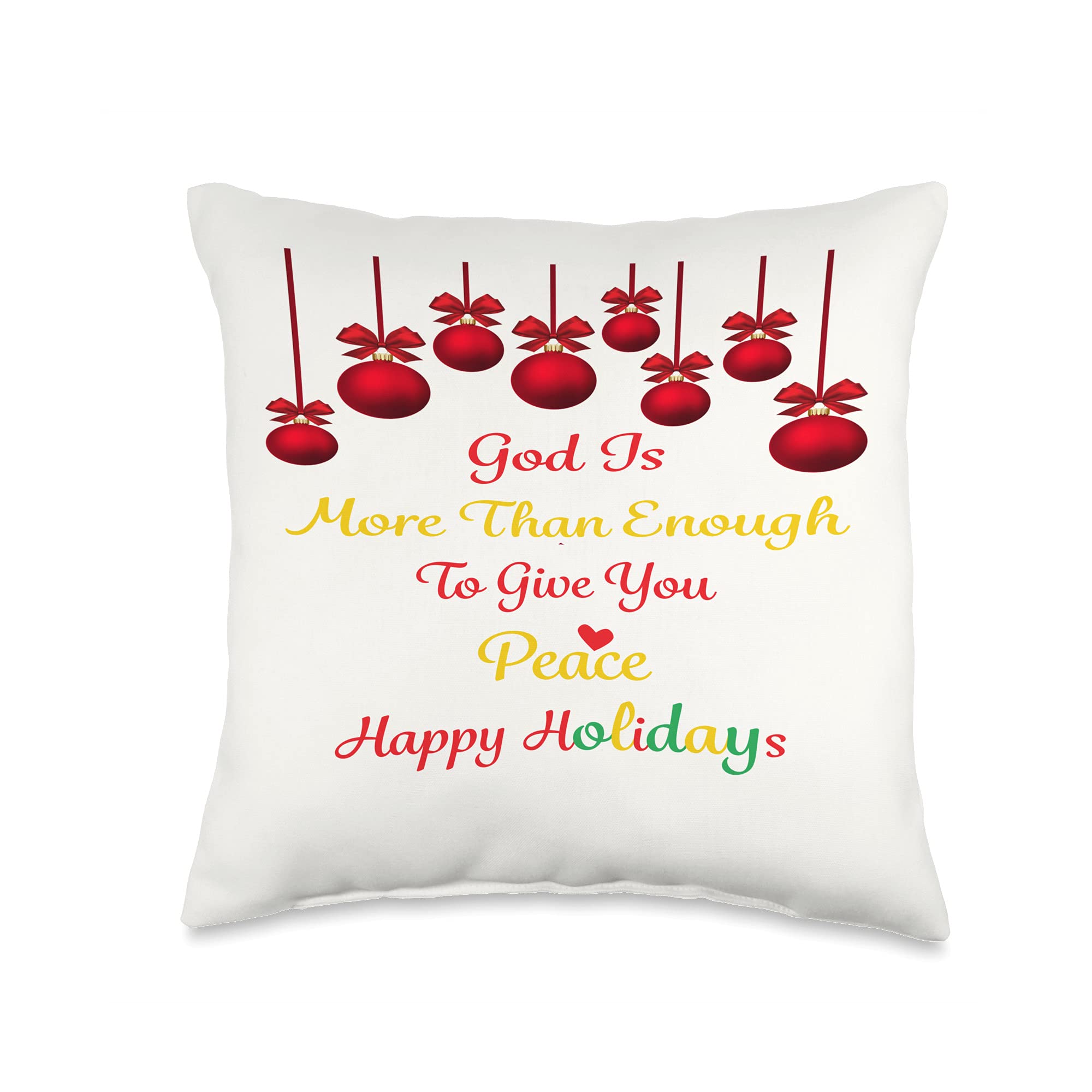 DesignsByKelley Christmas Throw Pillows 16x16 - God is Enough Holiday Home Decor, Multicolor Seasonal Pillow Covers for Bedroom, Living Room & Couch Decorations - Perfect for Christmas, Fall and Winter Home Styling