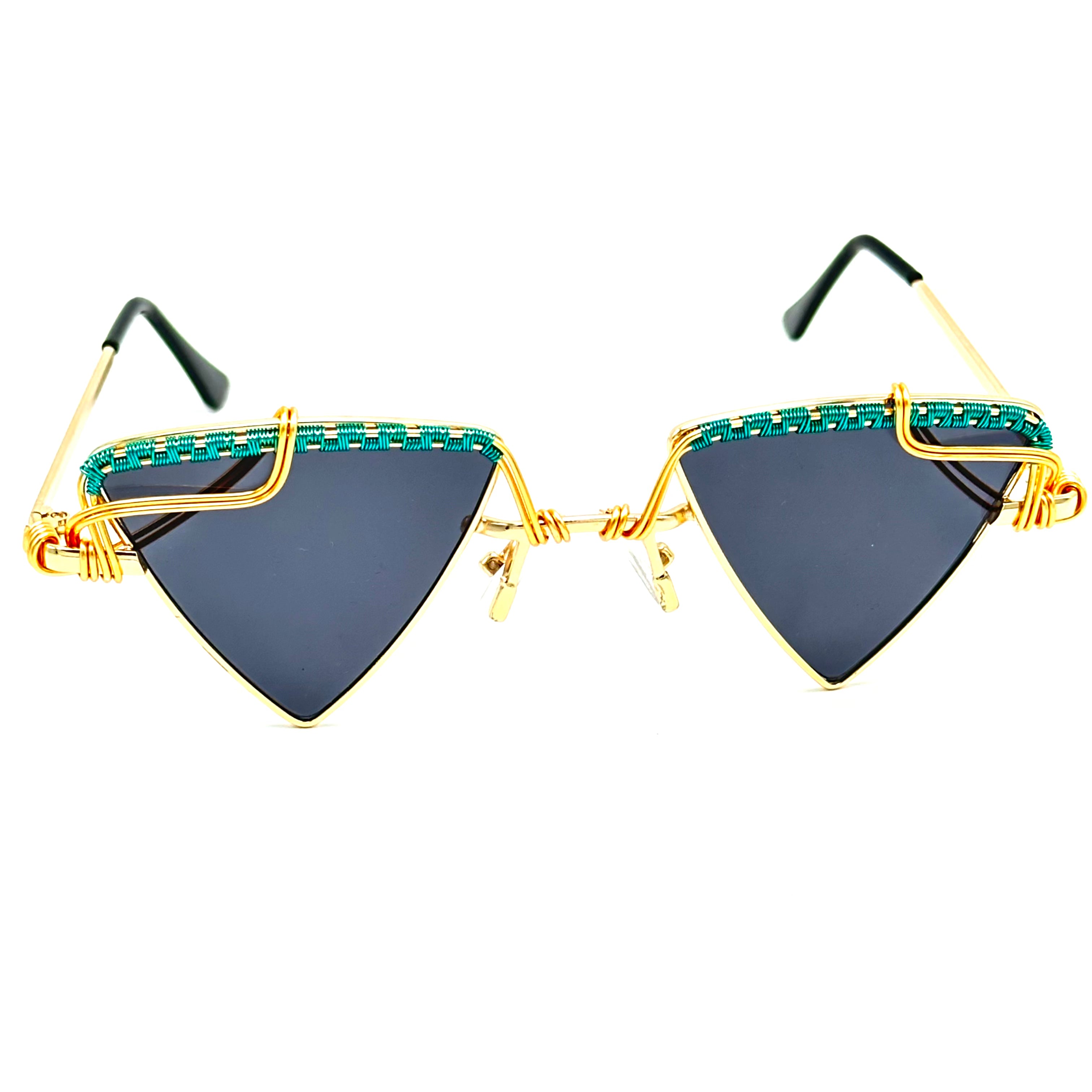 TRIANGLE Teal Gold Geometric Earrings for Women - Elegant Dangle Statement Jewelry for Party, Wedding & Everyday Wear