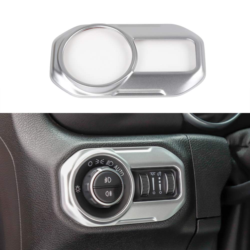 Silver ABS Car Headlight Control Panel Sticker Frame Decor Cover Trim for Jeep Wrangler JL & JT Gladiator (2018-2023 Models) - Durable Exterior Accessory for Off-Road Protection & Style Enhancement