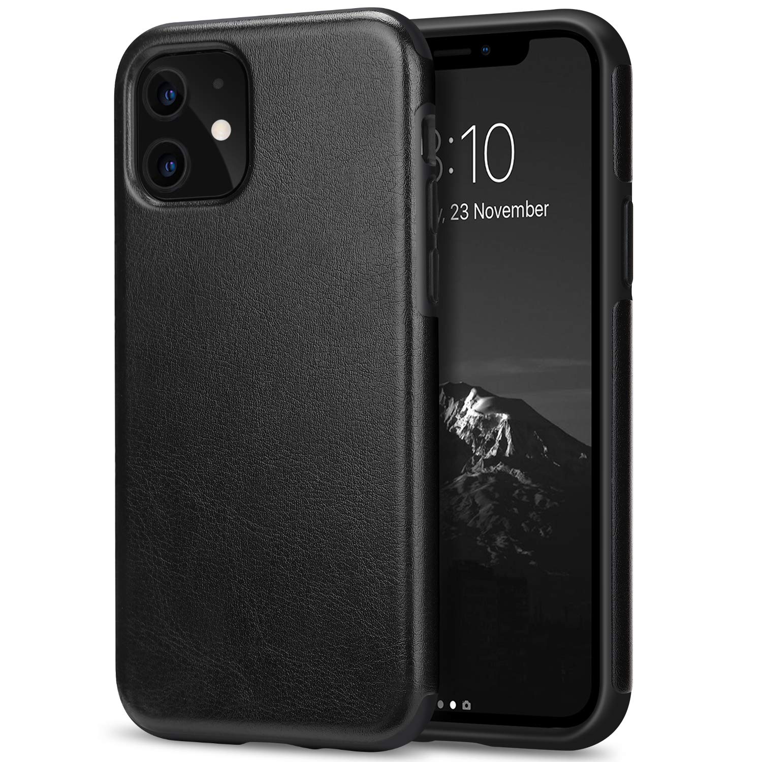 Premium Leather TPU Hybrid Case for iPhone 11 - Slim Protective Cover with Shock Absorption | Perfect for Work, Travel & Everyday Use (Black)