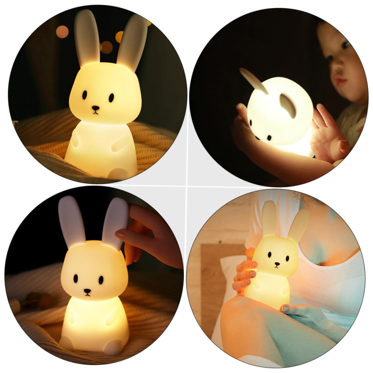 5 Pack Rabbit LED Bunny Night Light - Cute Animal Night Lamp with White Glow, Battery Operated for Kids Room, Nursery, Bedroom Decor & Gift Ideas