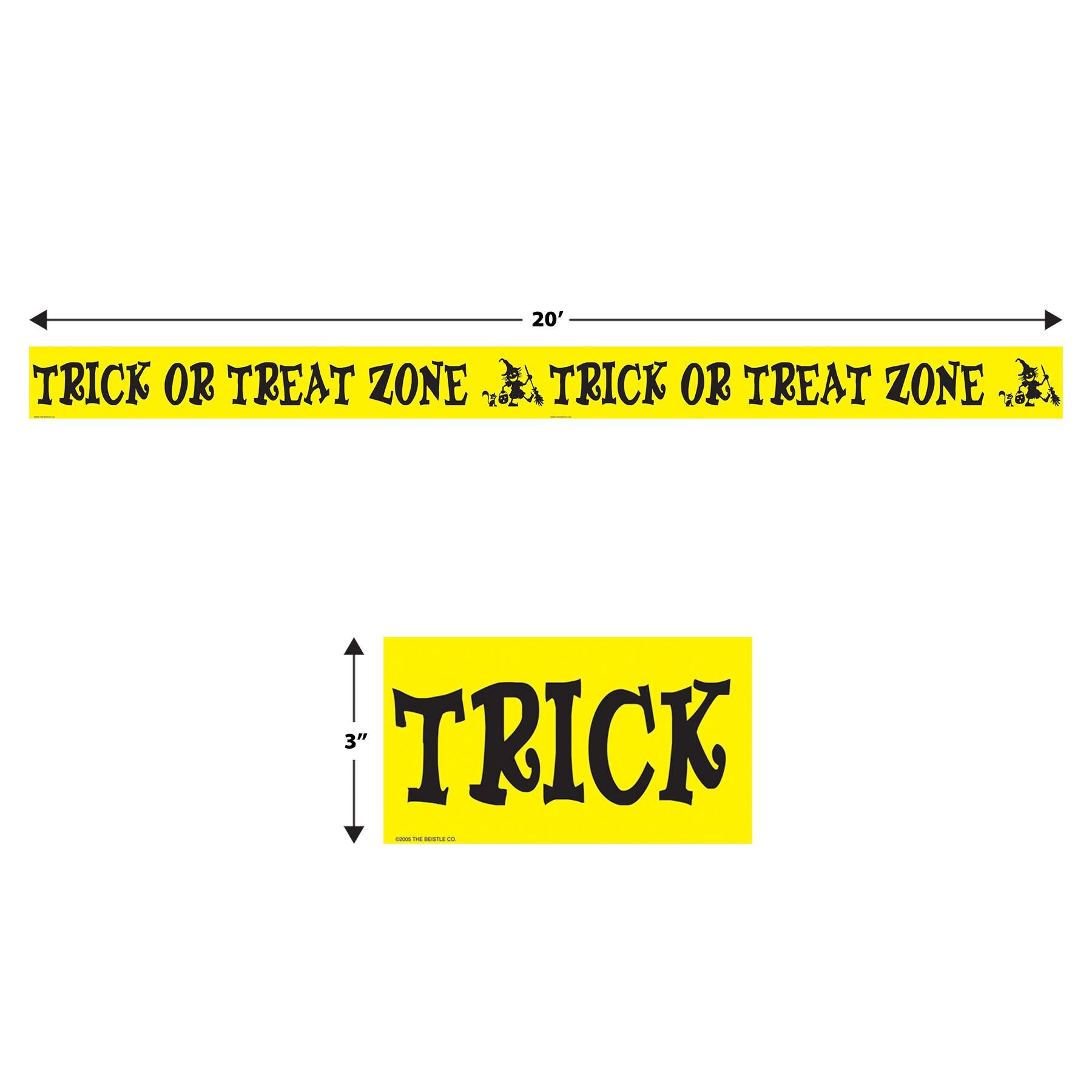 12 Pack Beistle Halloween Trick Or Treat Zone Party Tape - 20 ft Roll - Perfect for Halloween Decorations, Party Streamers & Spooky Home Decor