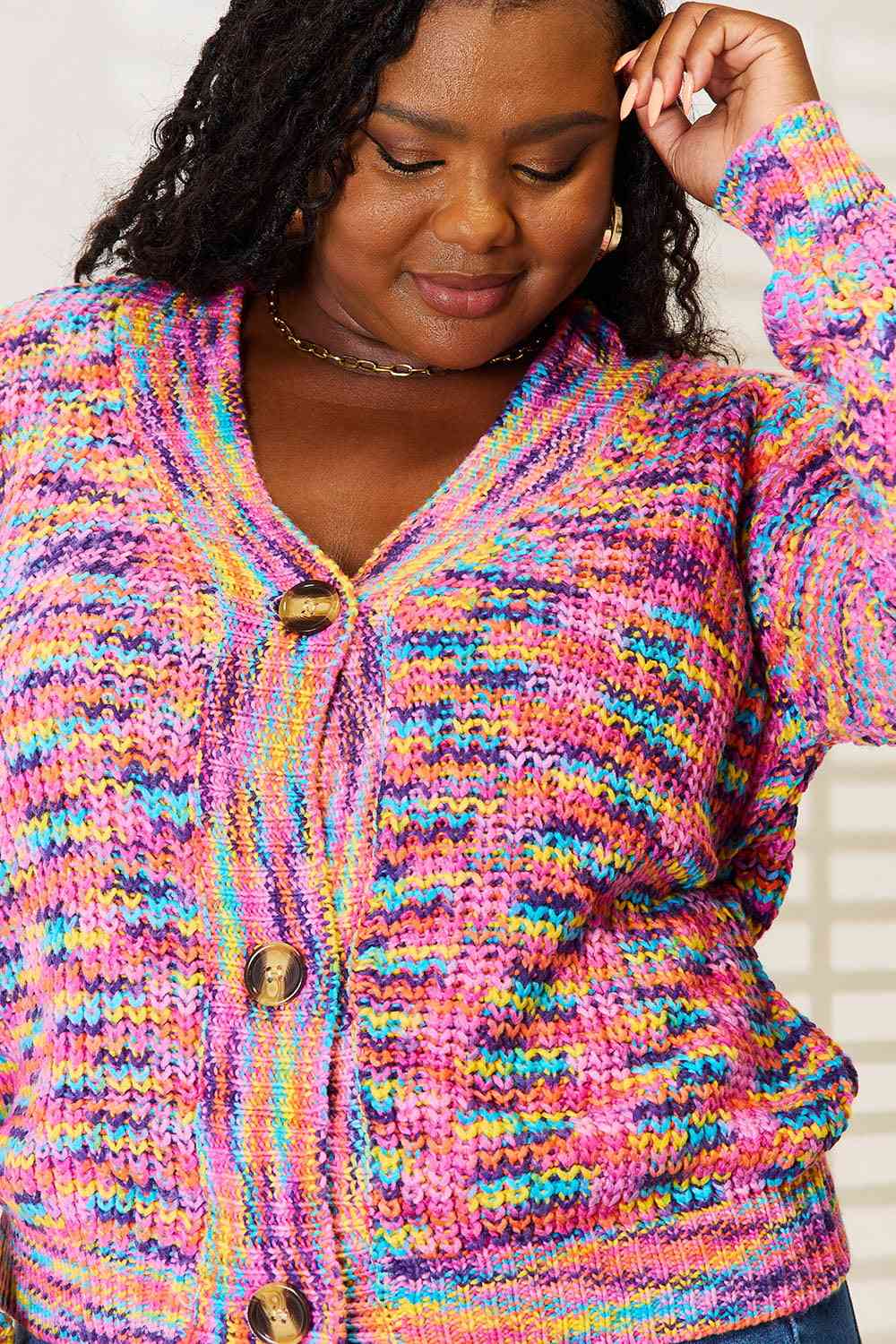 Stylish Multi-Color V-Neck Long Sleeve Cardigan Sweater for Women | Soft & Comfortable Knitwear | Perfect for Office, Casual Outfits & Fall Layering