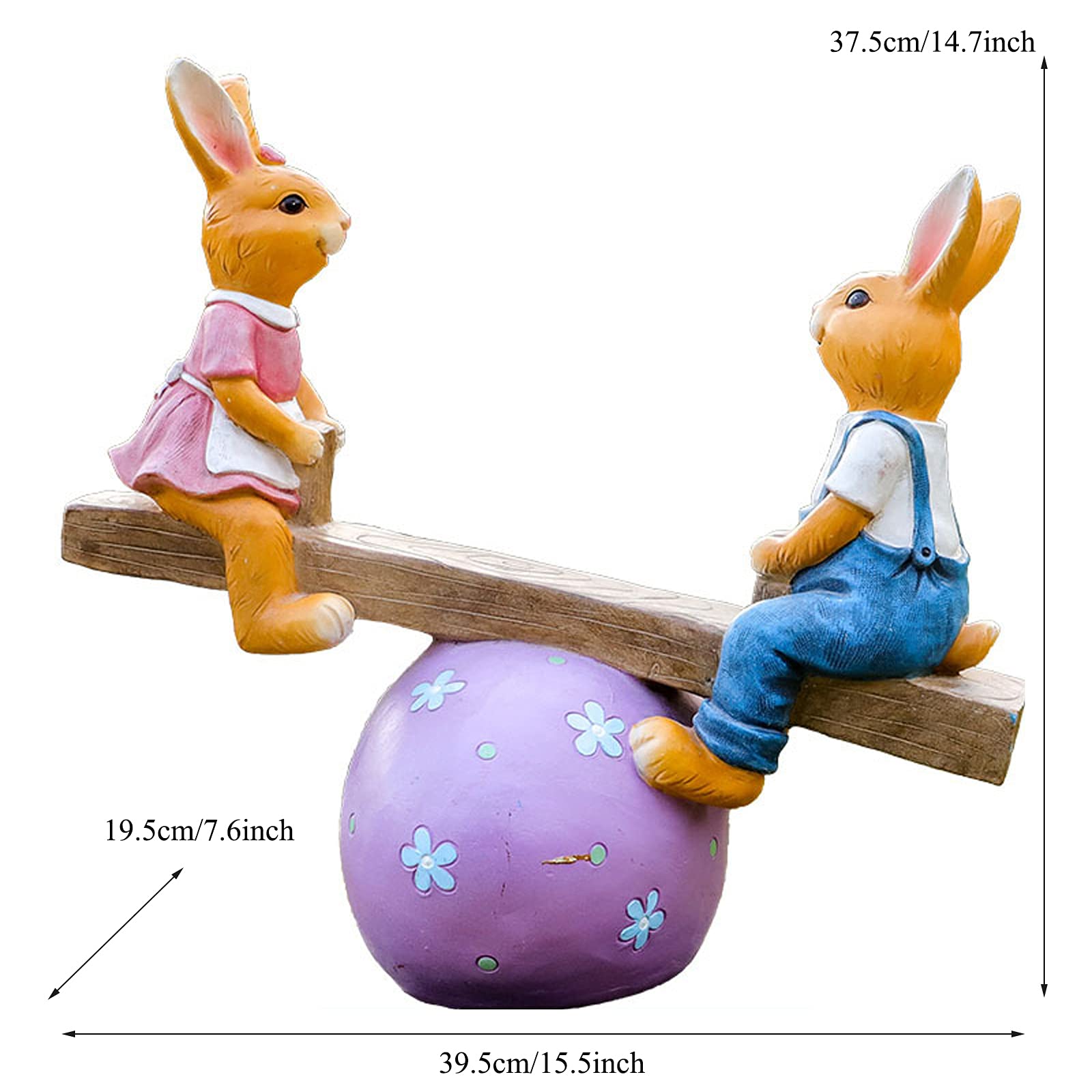 Resin Rabbit Garden Statues - Outdoor Bunny Couple Sculpture for Lawn, Patio & Yard Decor - Handcrafted Animal Ornament Gift for Garden Lovers