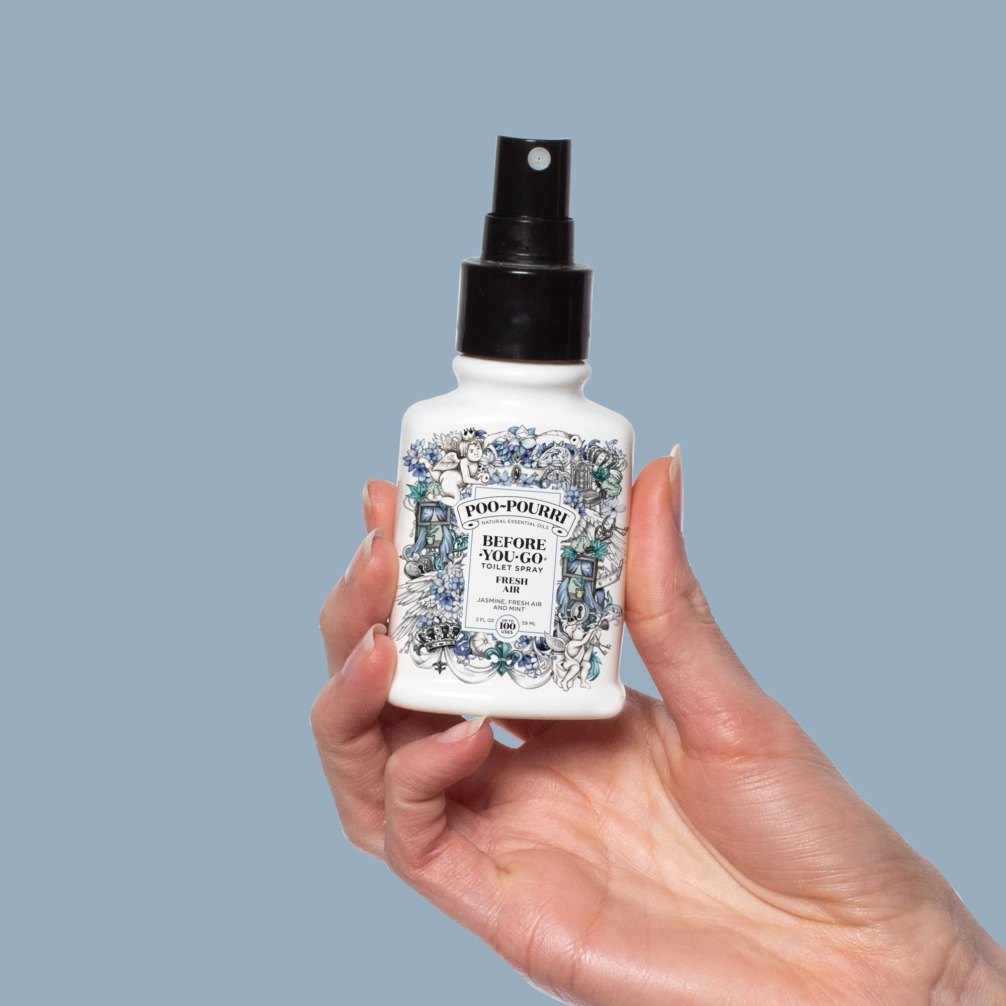 Poo-Pourri Before-You-Go Toilet Spray - 2 Fl Oz, Jasmine & Mint Scented Bathroom Air Freshener - Eliminates Odors Instantly - Perfect for Home, Office & Travel Use