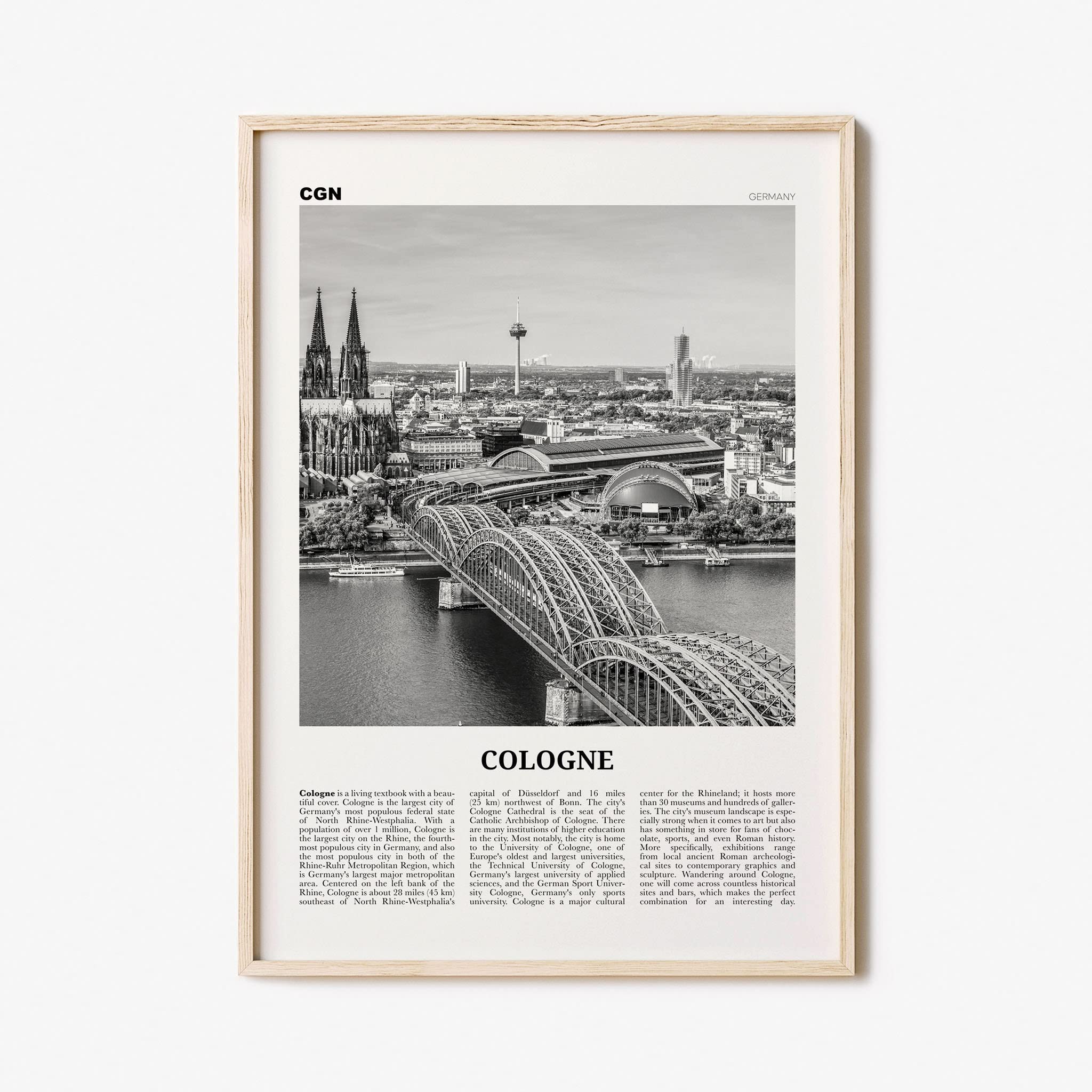 Black and White Cologne Wall Art Print - Vintage Cologne Poster & Photo for Home Decor | Germany, Köln, Deutschland Europe | Perfect for Living Room, Bedroom & Office Wall Decor