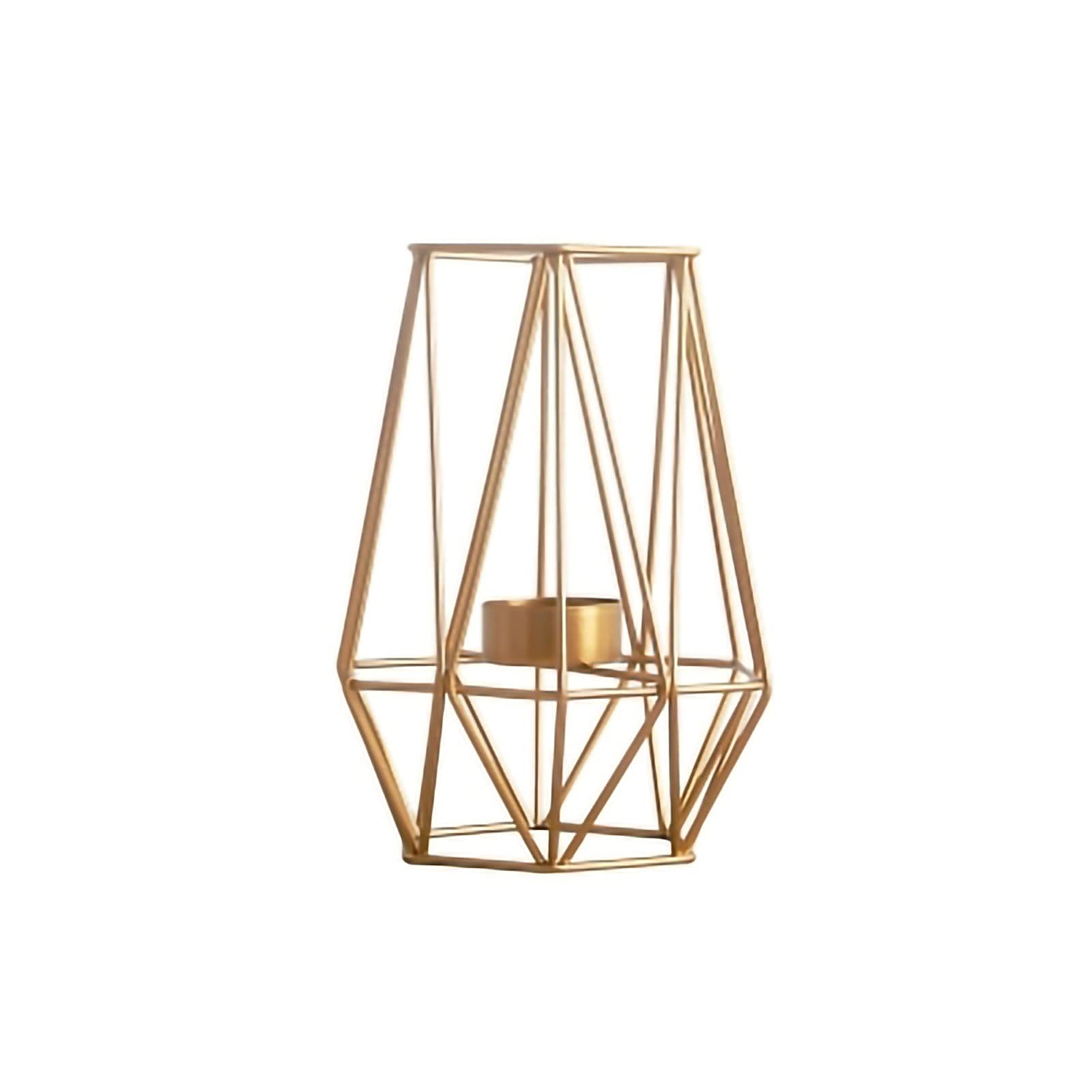 BCGT Gold Metal Geometric Candle Holders - Large Tea Light Votive Candlesticks for Christmas, Halloween & Home Decor | Elegant Table Centerpiece for Dining Room, Wedding, Party