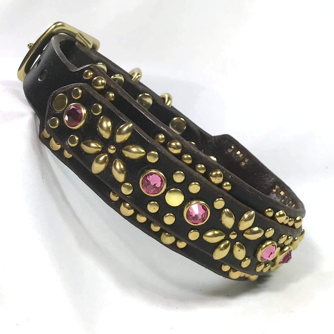 Premium Goddess Leather Dog Collar - Handmade Adjustable Pet Collar for Small Medium Large Dogs - Stylish & Durable for Walks, Training, and Everyday Use