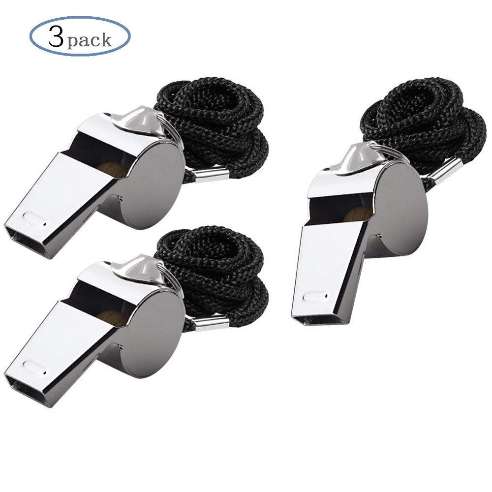 DIGMALL Stainless Steel Referee Whistle with Lanyard - Loud Sports Whistle for Football Coaches, School Games & Outdoor Activities - Perfect for Referees, Trainers & PE Teachers