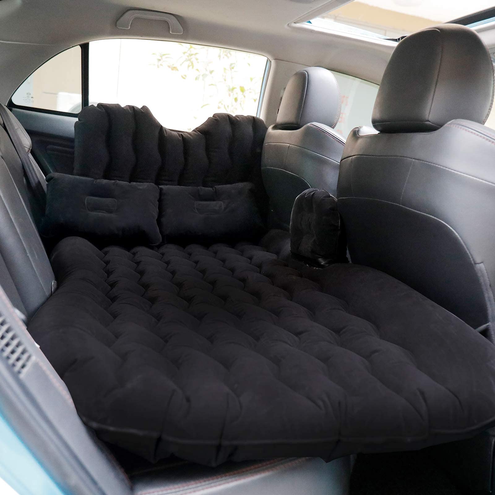 NovelBee Inflatable Car Air Mattress for Camping - Portable Air Bed with 2 Pillows & Foot Pads | Fits SUV, Truck, RV, Camper | Perfect for Road Trips & Outdoor Adventures