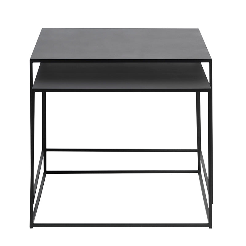 PEBBLE Nest of 2 Coffee Tables - 65x60cm Modern Side Tables Set in Black - Perfect for Living Room, Bedroom or Office Decor
