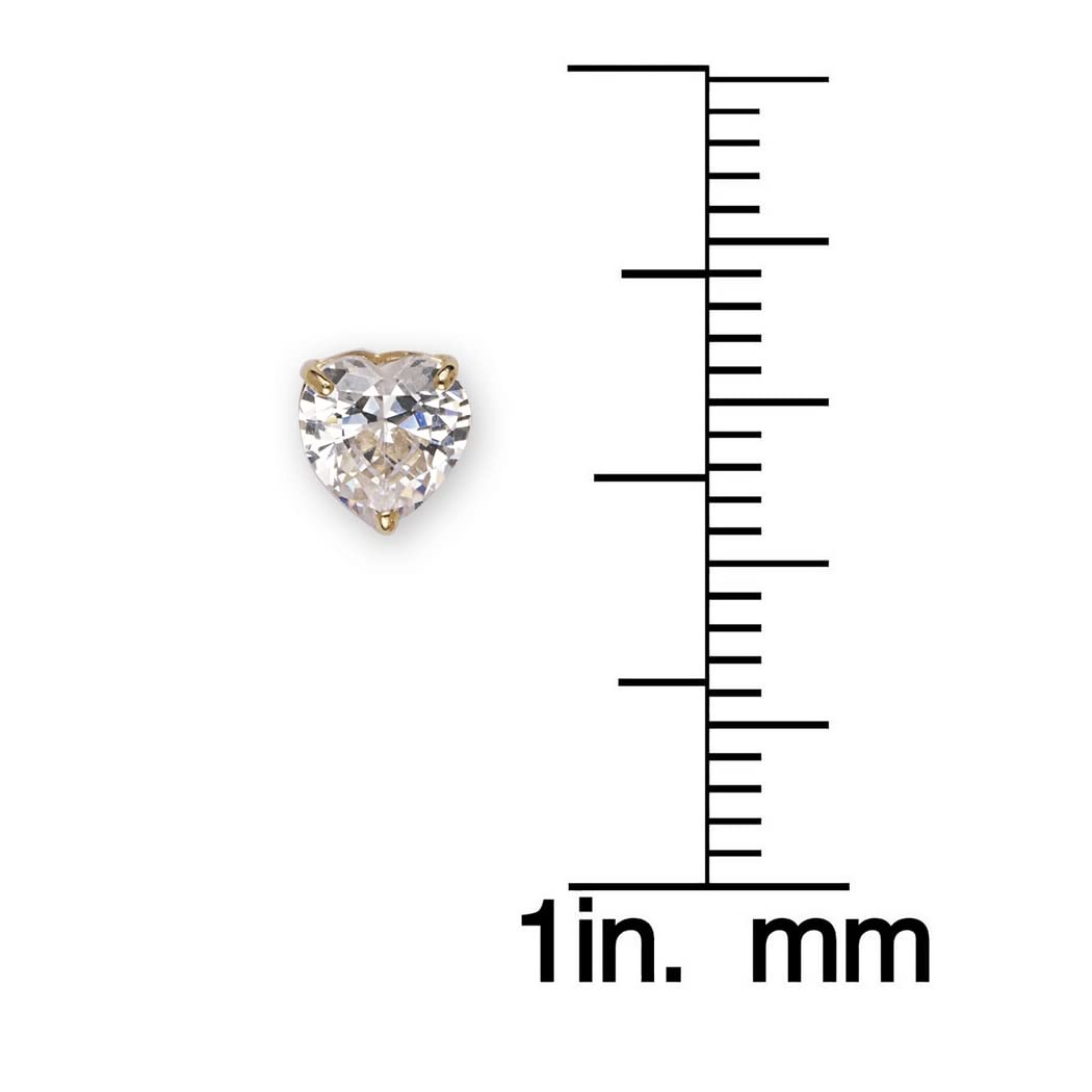 14K Yellow Gold Heart-Shaped Cubic Zirconia Stud Earrings for Women - Screw Back Solitaire Basket Set (12 Colors) | Perfect Birthday Gift, Anniversary Present & Everyday Elegant Jewelry
