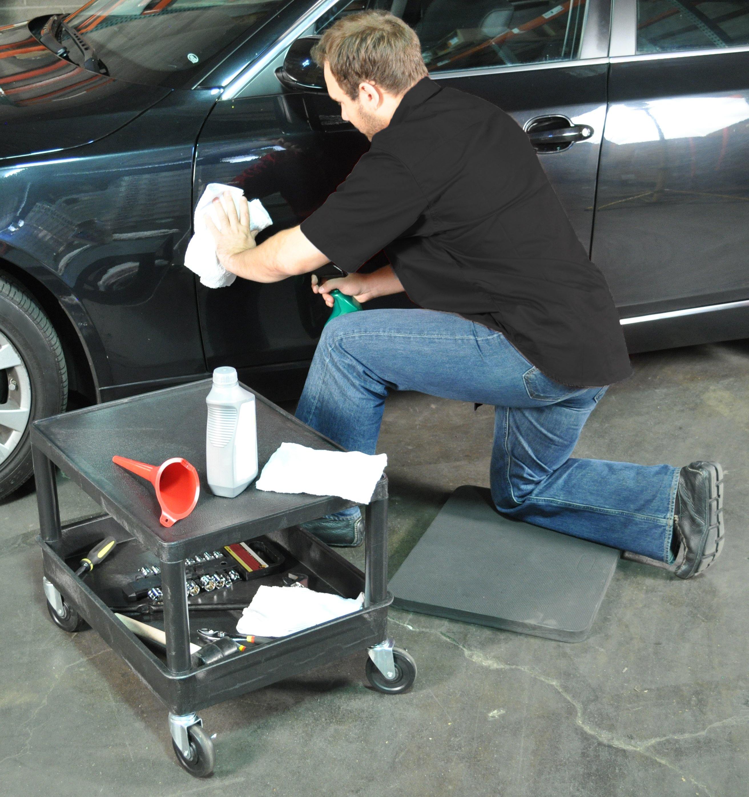 Luxor Black Mobile Mechanics Seat - Heavy Duty Rolling Stool for Auto Repair, Garage Work & DIY Projects - Adjustable Height & Swivel Cushion - Perfect for Mechanics, Technicians & Home Workshops