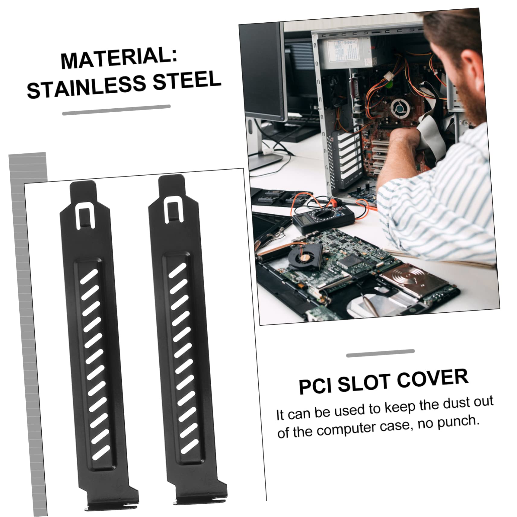 Mikikit 20pcs Stainless Steel Vented GPU Slot Covers - Dust Proof PCIe Blanking Plates for RGB Computer Case, Gaming PC Build & Custom PC Setup - Perfect for Dust Protection & Enhanced Airflow in ATX/Micro-ATX Cases