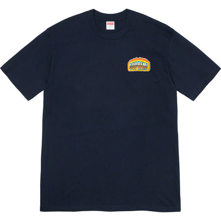 Supreme Chrome Logo Short Sleeve T-Shirt for Men - Navy Blue Cotton Casual Tee - Streetwear Fashion for Everyday Wear & Urban Style