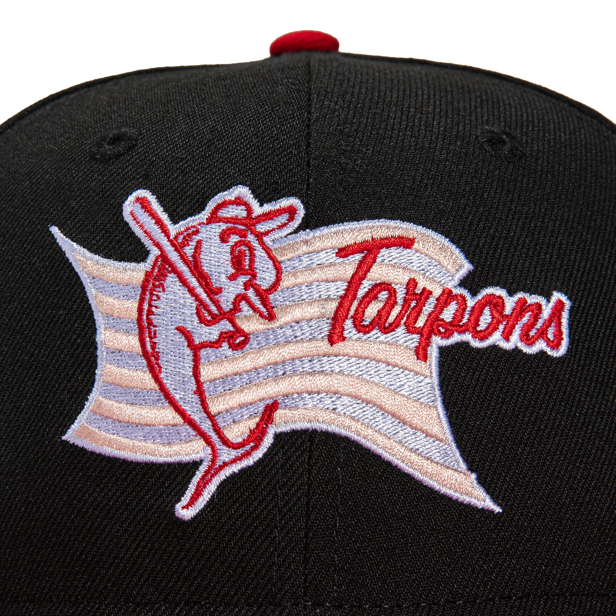 New Era 59Fifty Tampa Tarpons Baseball Cap - Adjustable Black & Red Snapback Hat for Men & Women - Perfect for Baseball Games, Streetwear & Casual Outfits