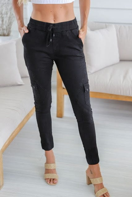 **Country Denim Australia Cuff Black Cargo Jogger Pants for Men - Stylish & Comfortable for Casual Wear, Workout, and Outdoor Activities**