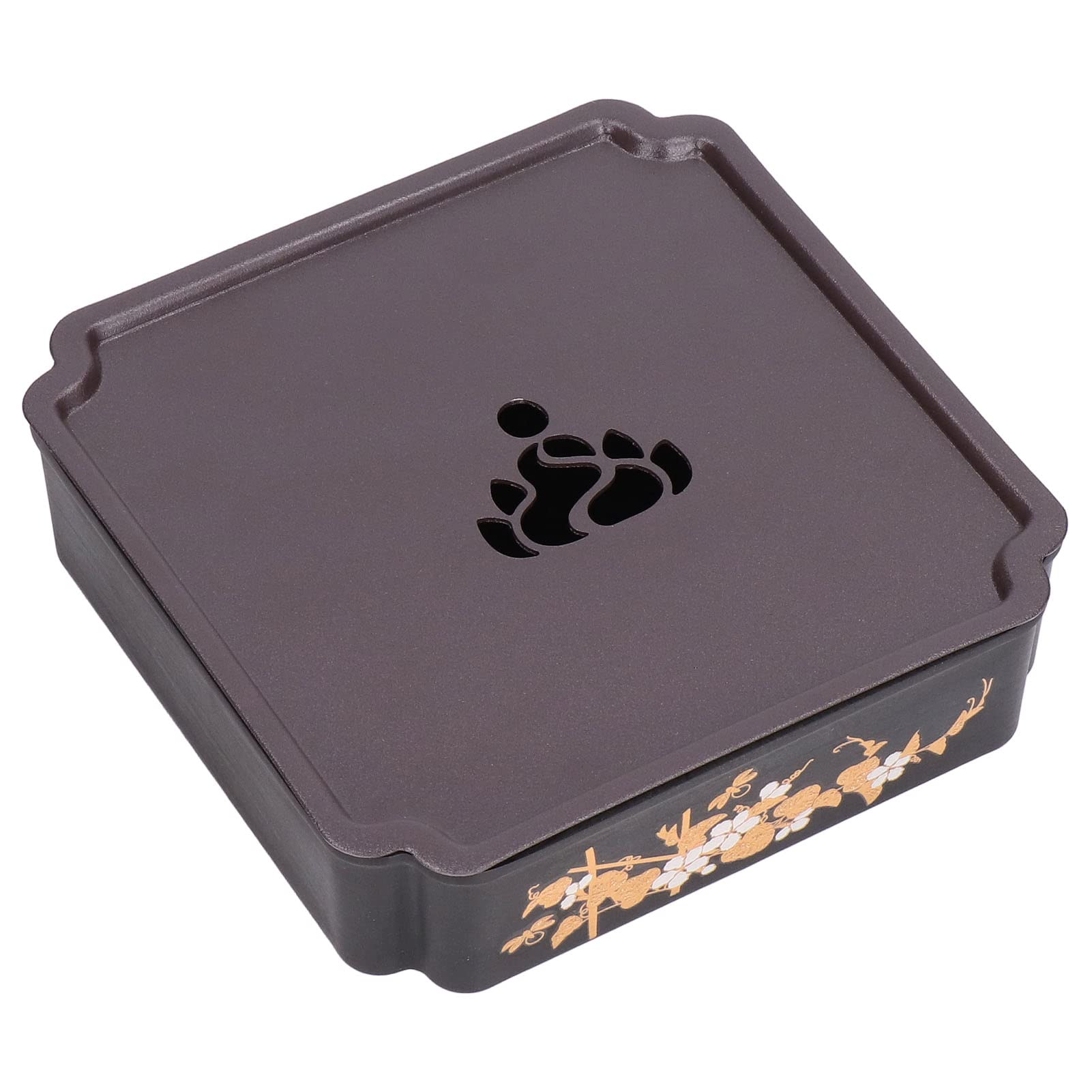 Vintage Wooden Tea Drainage Tray with Lid - Small Square Tea Tray for Easy Cleaning | Perfect for Home & Office Tea Ceremonies, Tea Parties & Zen Decor