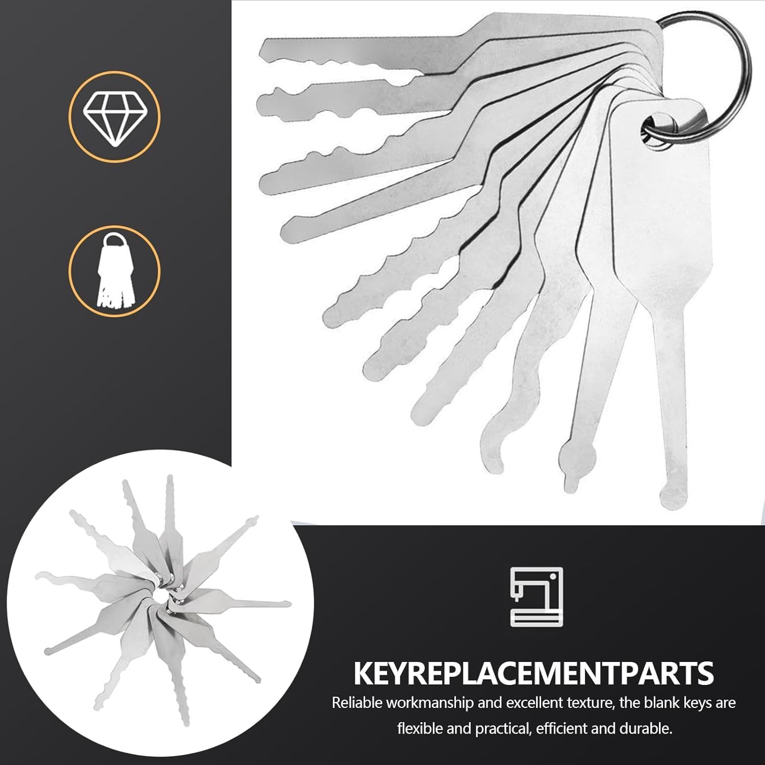 10-Piece Heavy Duty Automotive Lock Pick & Hook Set - Precision Car Maintenance & Repair Tools Kit - Ideal for Mechanics & DIY Enthusiasts - Perfect for Lock Repair, Vehicle Maintenance & Emergency Situations (Silver)