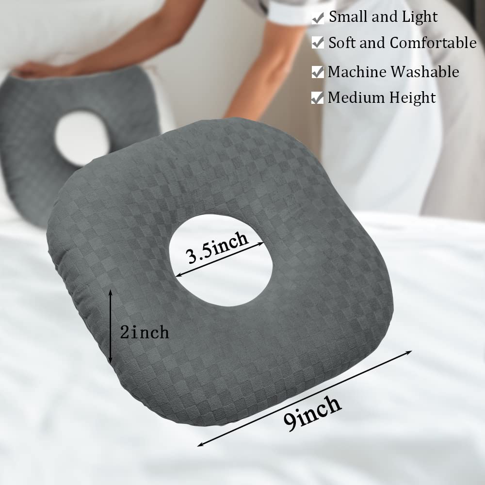 Ear Piercing Pillow for Side Sleepers - O-Shaped Side Sleeping Pillow with Ear Hole for CNH, Ear Pain & Inflammation Relief - Pressure Sore Prevention Ear Guard Pillow (Dark Gray) - Perfect for Post-Piercing Care, Tinnitus & Comfortable Side Sleeping