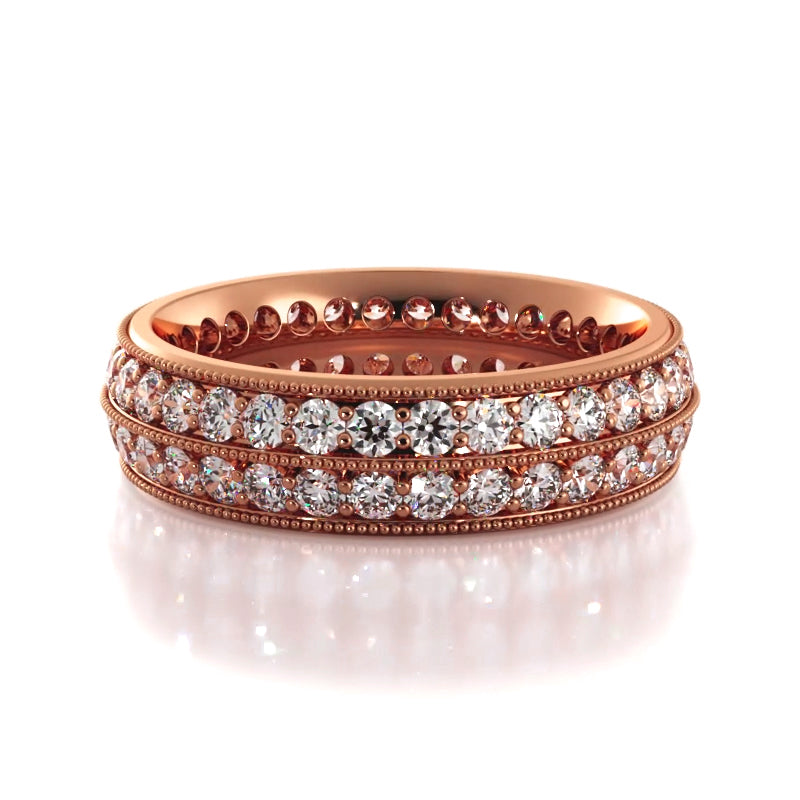 1.54 Carat Round Diamond Milgrain Accent Wedding Band - Elegant Bridal Ring for Engagement, Anniversary & Special Occasions