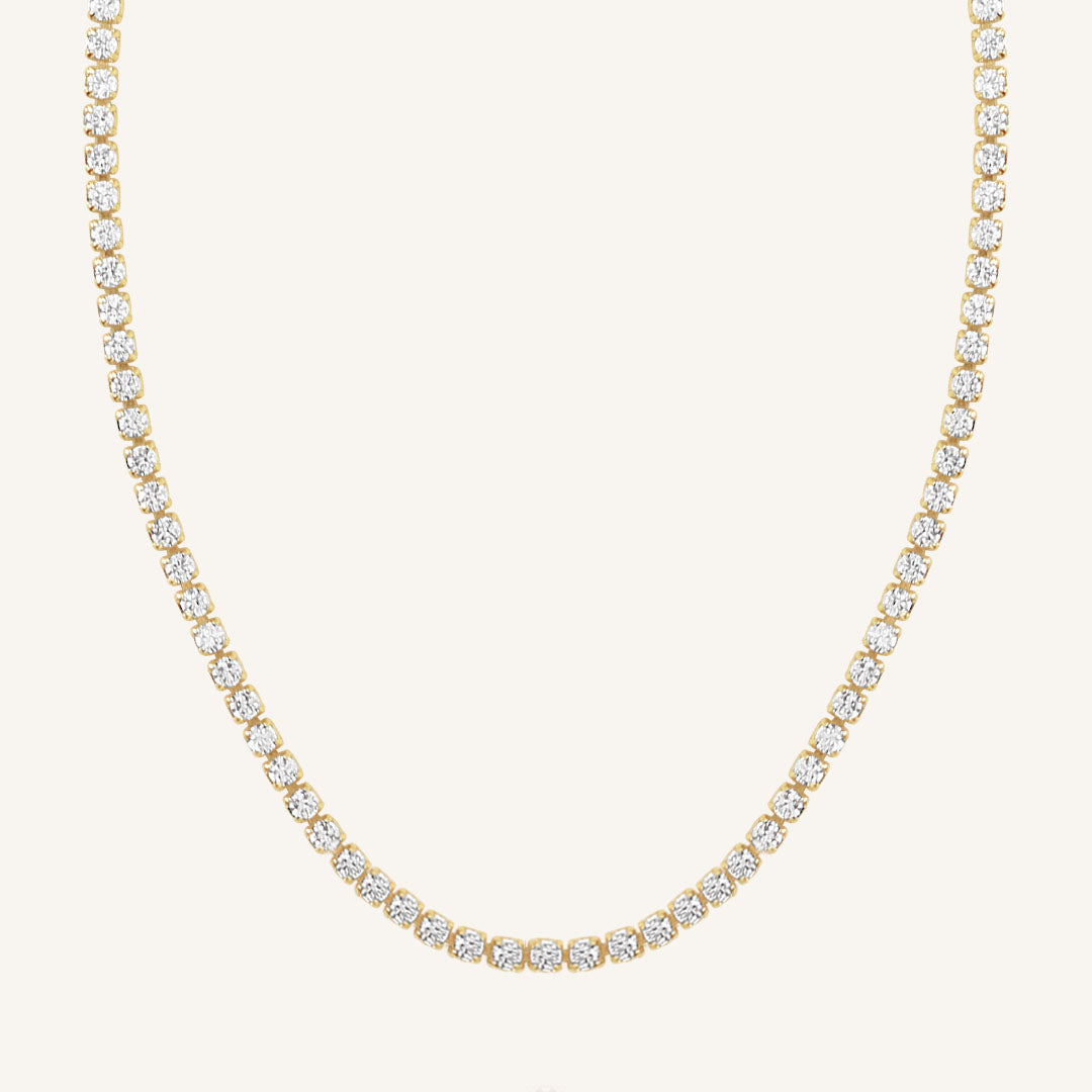 Elle Tennis Chain for Women - Elegant Gold Plated Necklace - Perfect for Sports, Casual Wear & Special Occasions