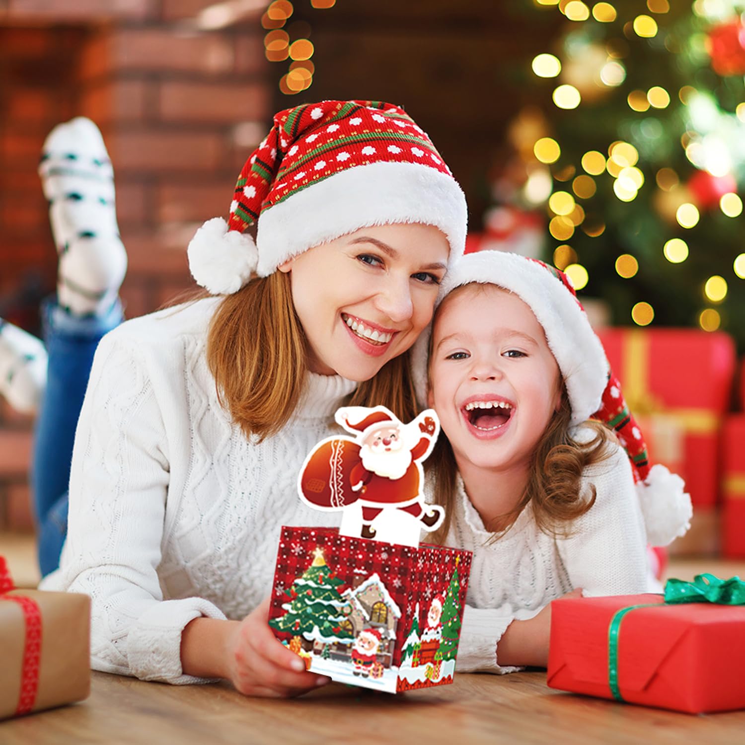 Quimoy Christmas Money Gift Box - Cash Present Box for Women, Men, Boys & Girls - Holiday Savings Box with Santa & Tree Design - Perfect for Christmas Gifting, Stocking Stuffers & Holiday Surprises