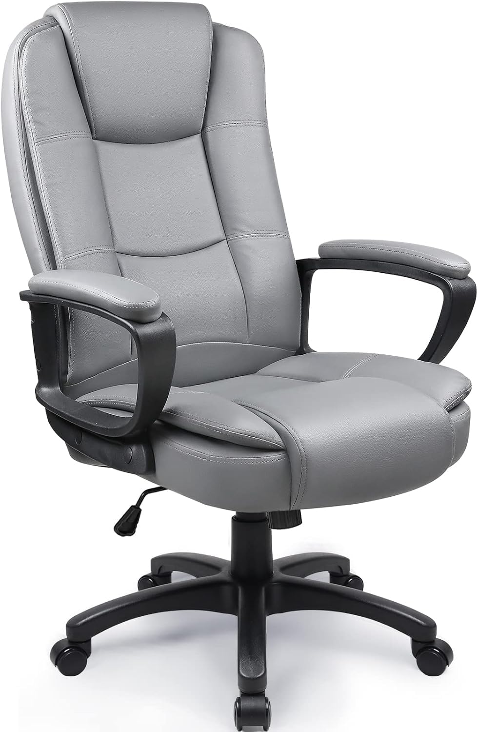 OFIKA Ergonomic Home Office Chair - 400LBS Heavy Duty Big & Tall Executive Chair with High Back Lumbar Support, Adjustable Leather Desk Chair with Armrests (Grey) - Perfect for Long Work Hours, Gaming, and Computer Use