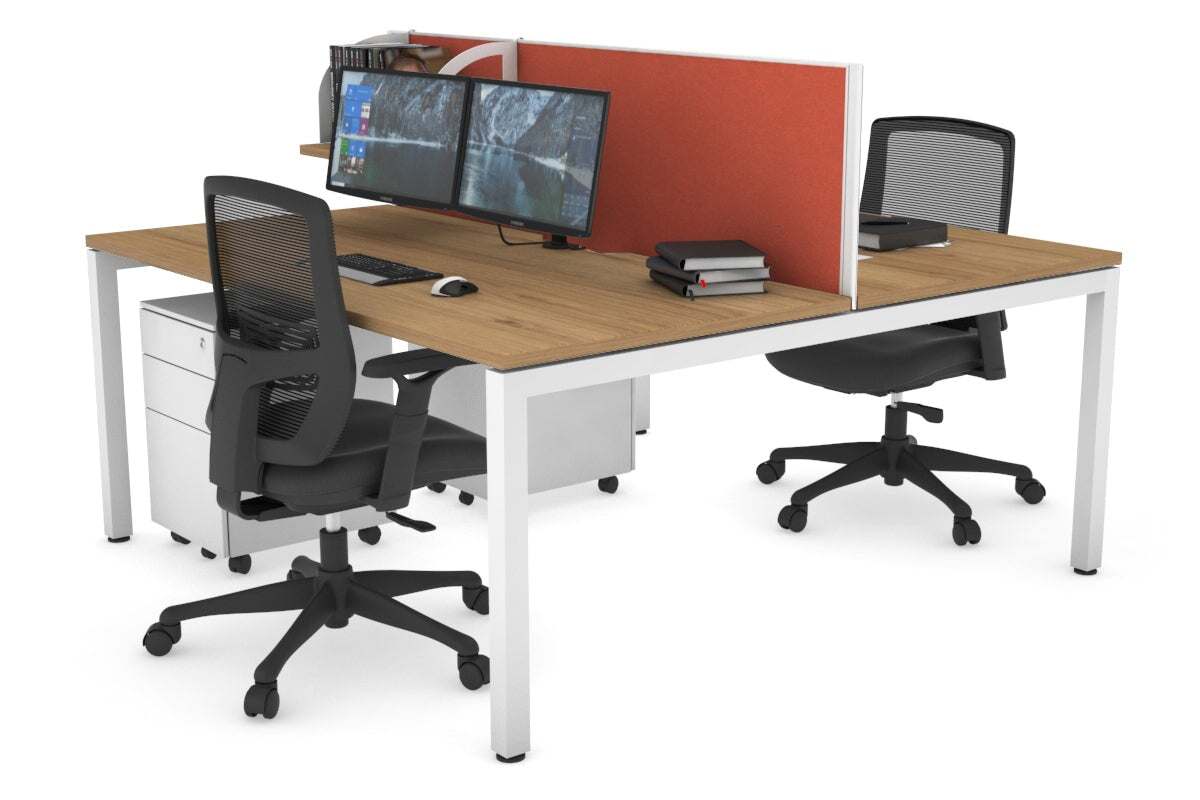 Quadro Square Legs 2 Person Office Workstation Desk - 1400L x 800W with Cable Management Scallop - Perfect for Shared Workspaces & Home Offices