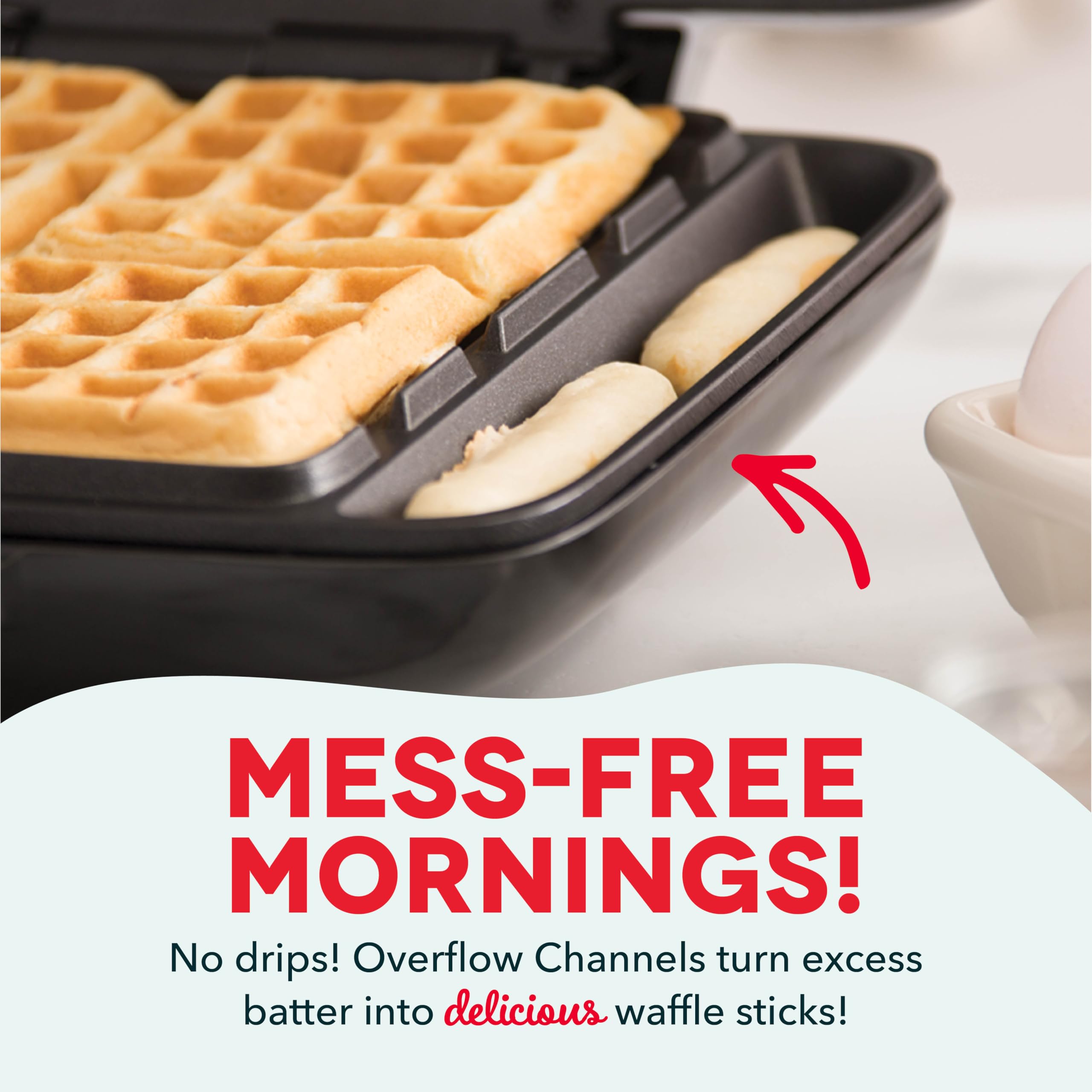 **Dash Deluxe 1200W No-Drip Waffle Maker with Non-Stick Coating - Easy to Clean, Mess-Free Design - Perfect for Waffles, Hash Browns, Breakfast, Lunch & Snacks - Ideal for Home, Office, or Travel Use**