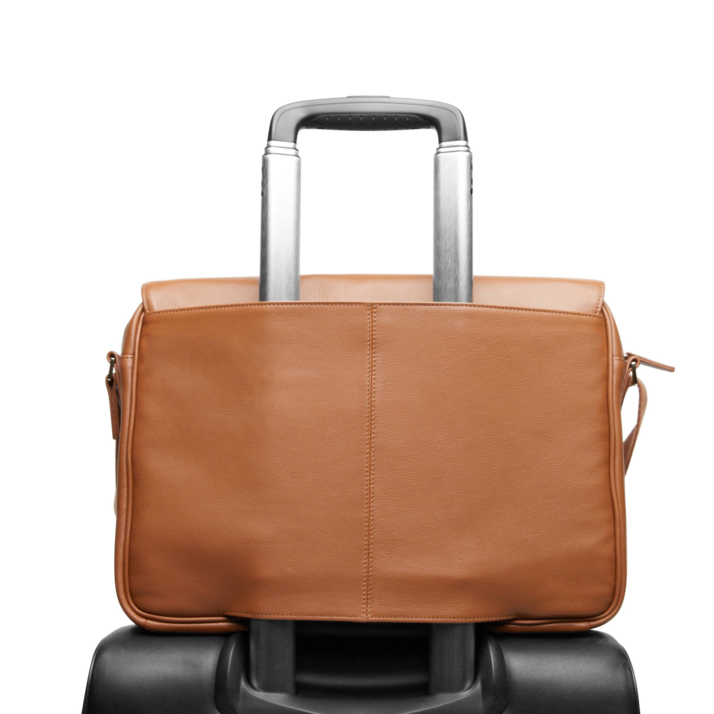 Premium Genuine Leather Laptop Messenger Bag for Men & Women - 15.6 Inch Business Briefcase with Adjustable Strap - Perfect for Work, Travel & Commuting (Cognac)