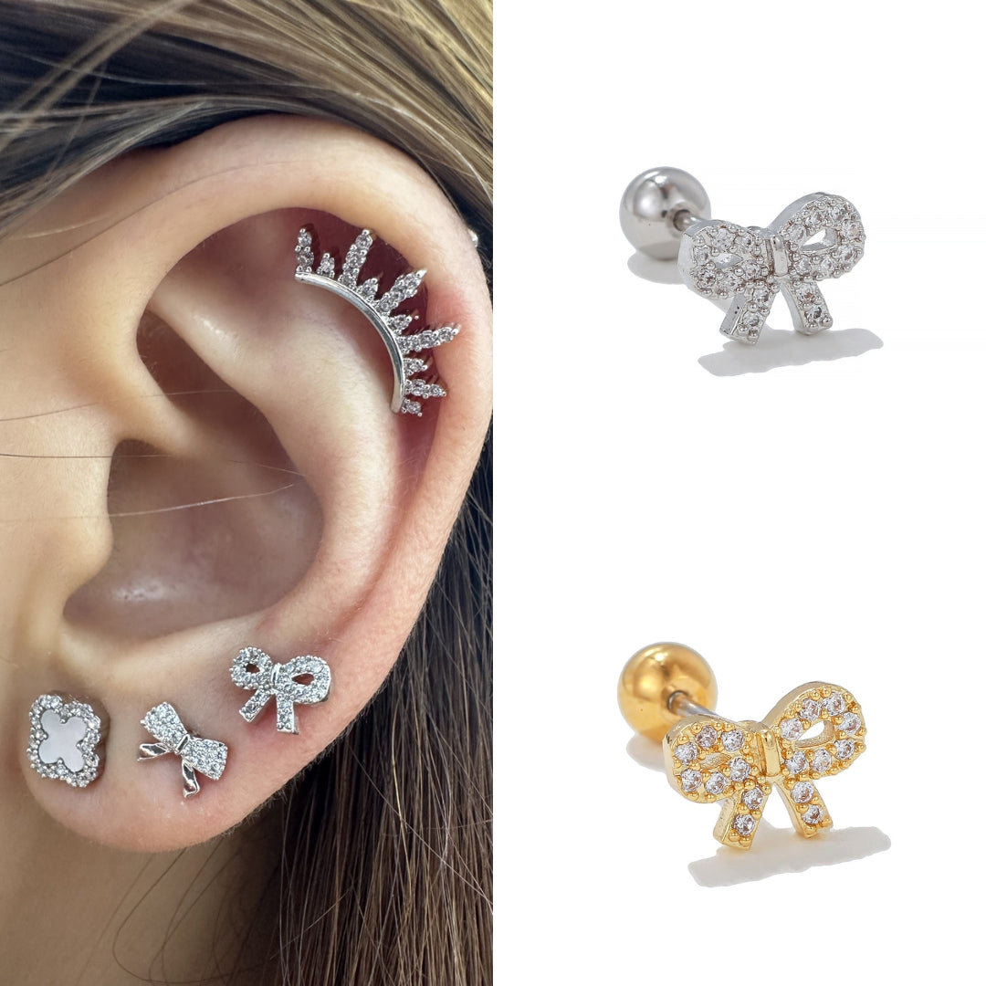 16G Tiny Bowknot Tragus Hoop Earrings for Cartilage Piercing | HSPJ1973 | Perfect for Everyday Wear and Special Occasions