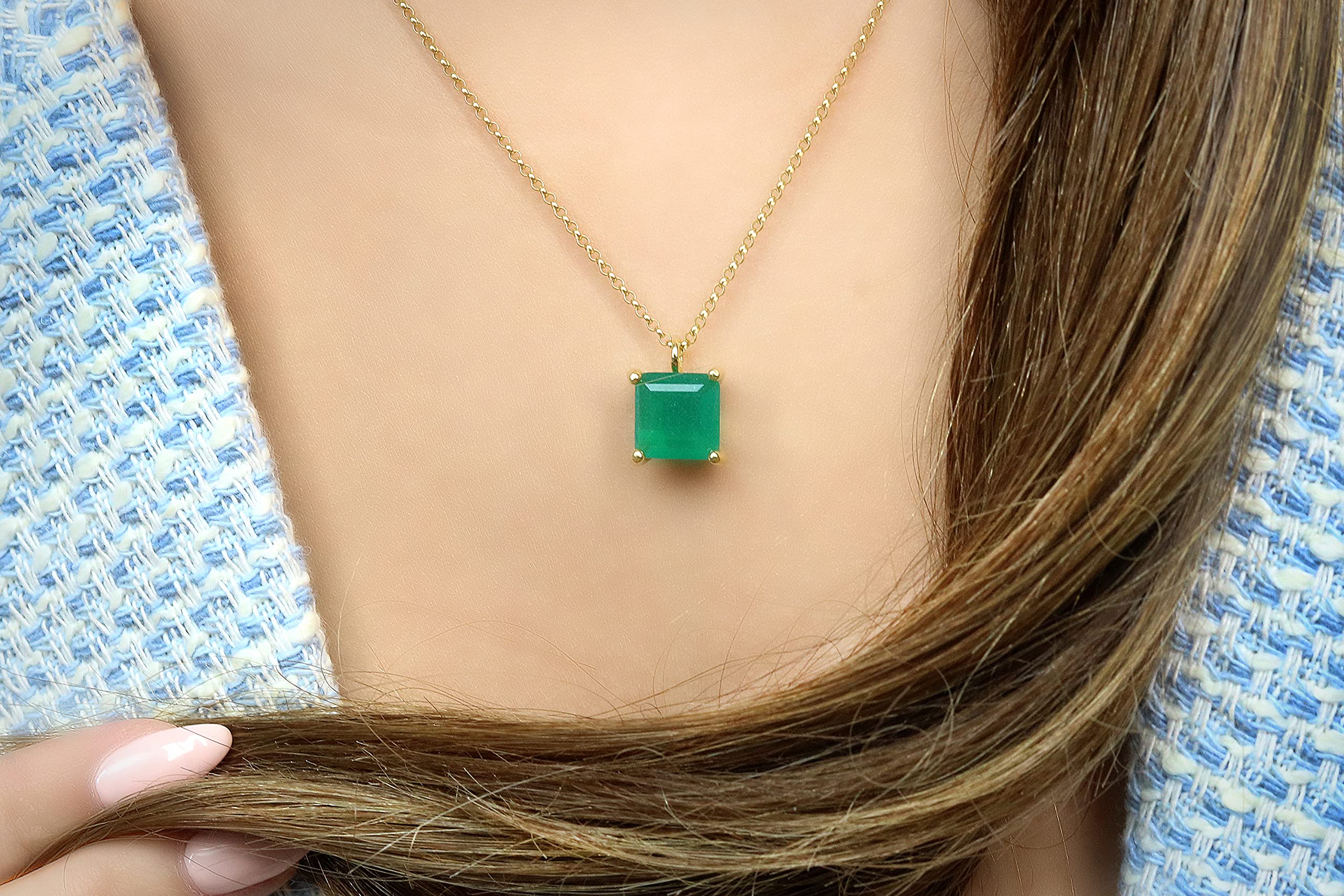 Onyx Anemone Pendant Necklace - Handmade Square Crystal Healing Gem Necklace for Women - Fashion Jewelry Gift with Customizable Material - Perfect for Spiritual Healing, Meditation & Everyday Elegance
