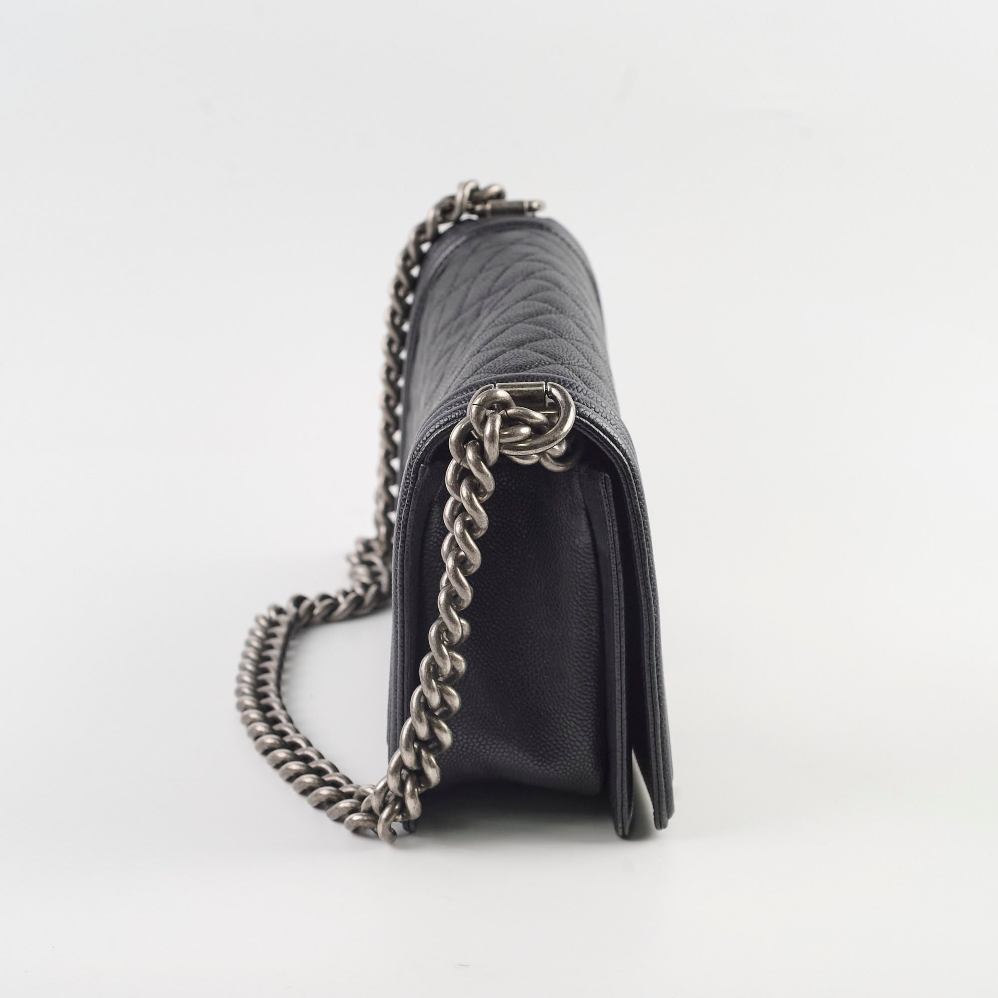Chanel Caviar Leather Old Medium Boy Bag Black - Luxury Designer Handbag for Women | Perfect for Evening Events, Parties, and Special Occasions