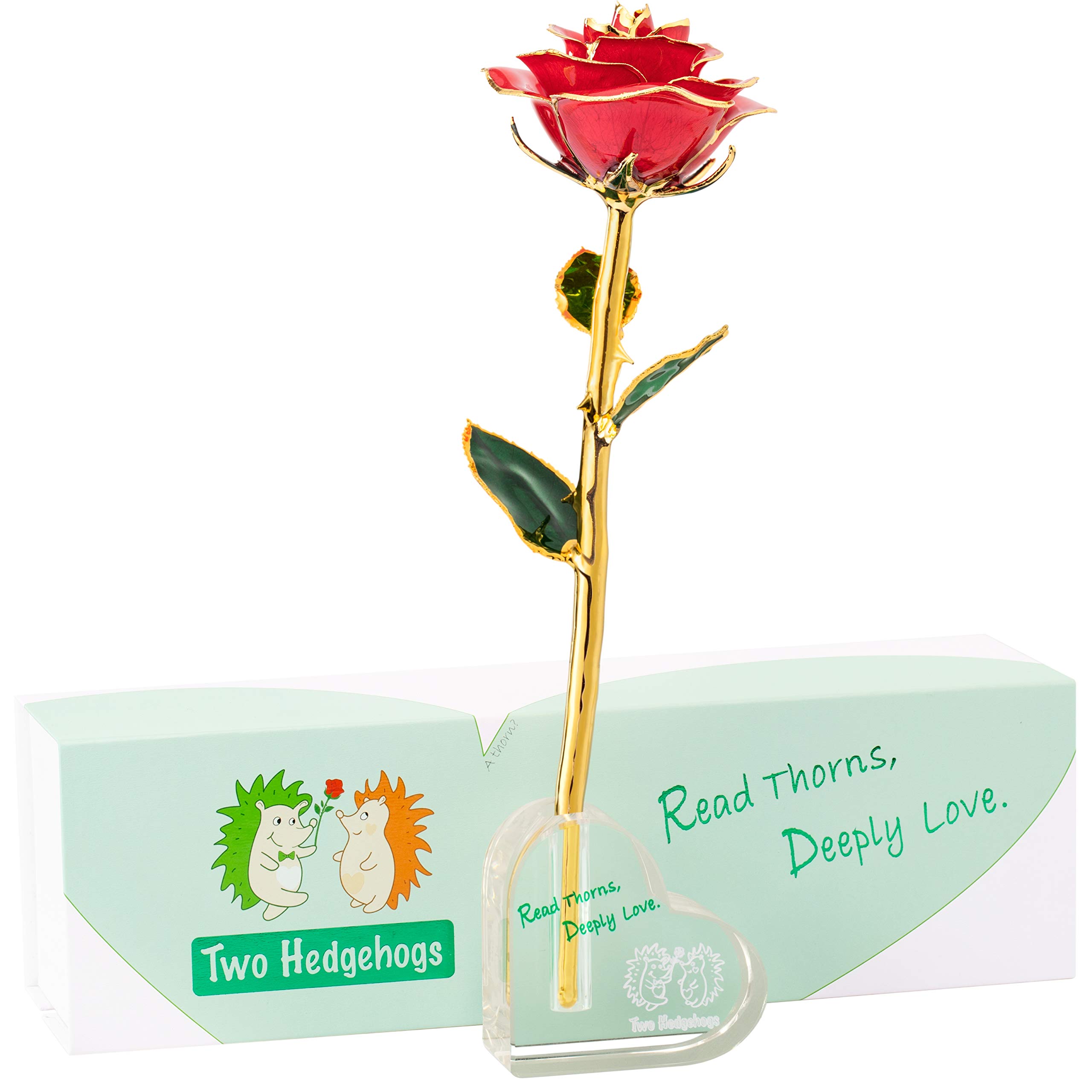 24K Gold Dipped Real Rose in Luster Red - Luxury Anniversary & Valentine's Day Gift for Wife with Crystal Stand | Romantic Home Decor, Wedding Centerpiece, Special Occasion Present