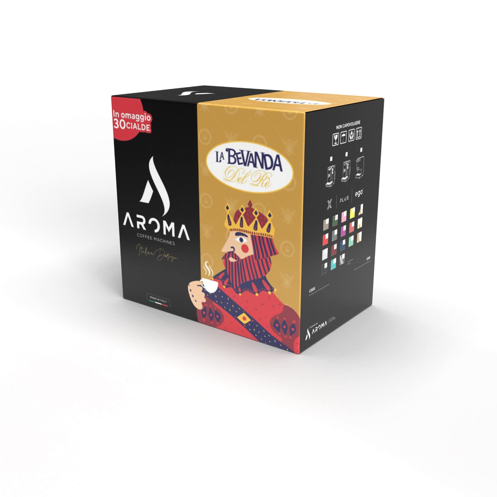 La Bevanda Del Re Aroma Plus Manual Espresso Machine - Compact 44mm ESE Pod Coffee Maker with 50 Capsules, Golden/Brown Color, 5kg - Perfect for Home, Office & Small Spaces