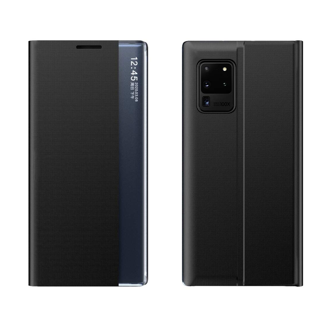 Magnetic Flip Case for Samsung Galaxy A71 2020 - Horizontal Stand Cover with Card Holder & Auto Sleep/Wake Function | Premium PC + Fabric Texture (Dark Blue/Black) - Perfect for Work, Travel & Daily Protection