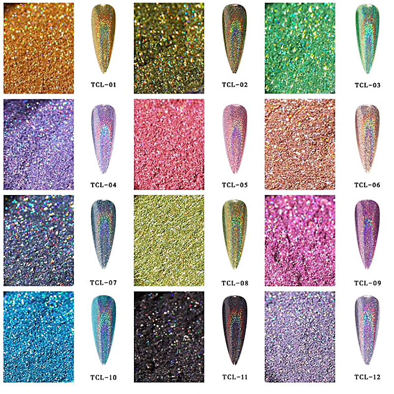 Premium Laser Holographic Chrome Pigments for Nail Art, Soap Making & DIY Crafts - Metallic Shimmer Effect for Professional Cosmetics & Resin Projects