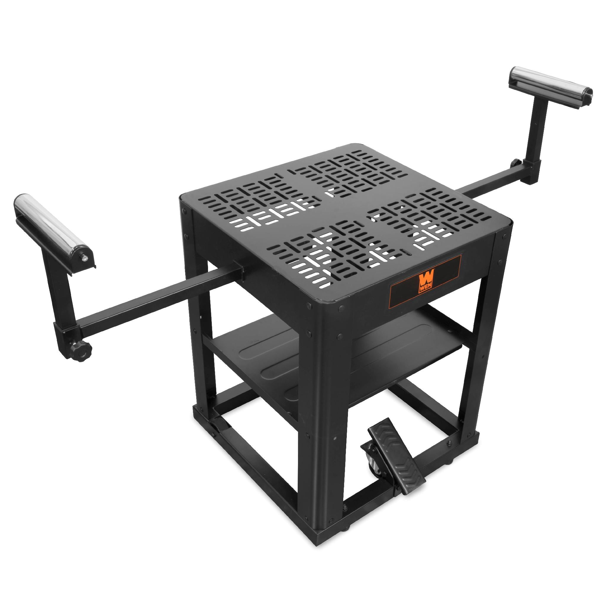 WEN MSA658T Multi-Purpose Rolling Planer & Miter Saw Stand with Extension Rollers - Portable Workbench for Woodworking, DIY Projects, and Jobsite Use