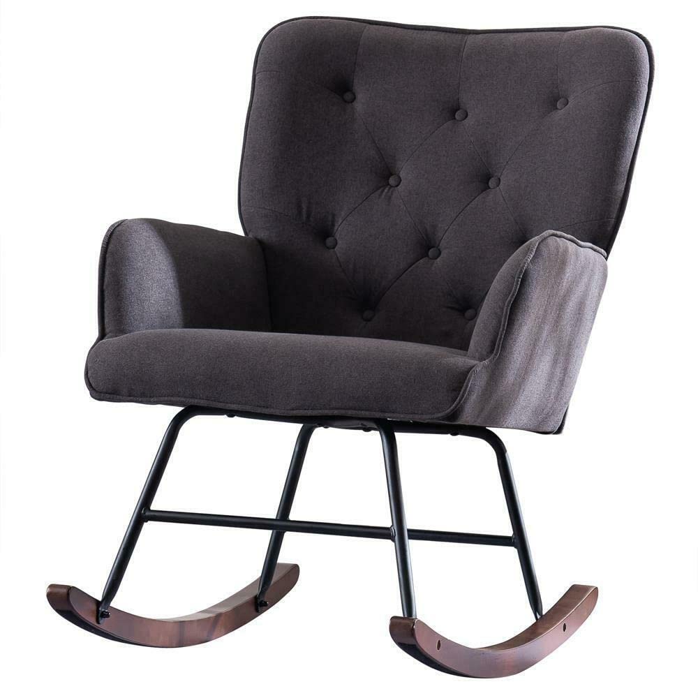 Comfortable Upholstered Recliner Rocking Chair - Adjustable Lounge Armchair for Living Room, Bedroom & Nursery - Perfect for Relaxing, Reading & Nursing - Mikalo Rocker Recliner with Soft Cushions