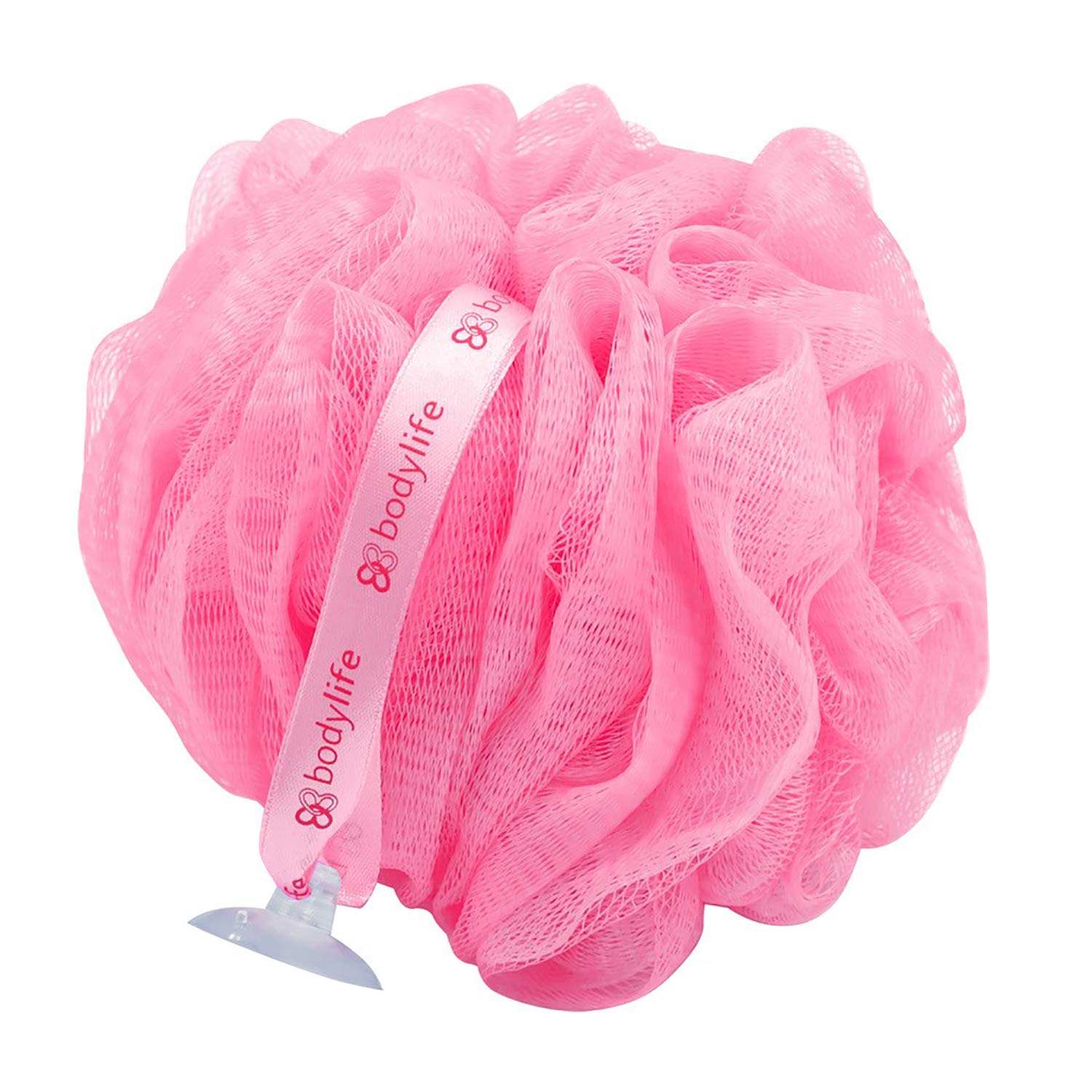 Bodylife Exfoliating Bath & Shower Body Pouf - Premium Body Buffer & Scrubber for Smooth Skin (Flamingo Pink, 55g) | Perfect for Daily Exfoliation & Luxurious Spa Experience at Home