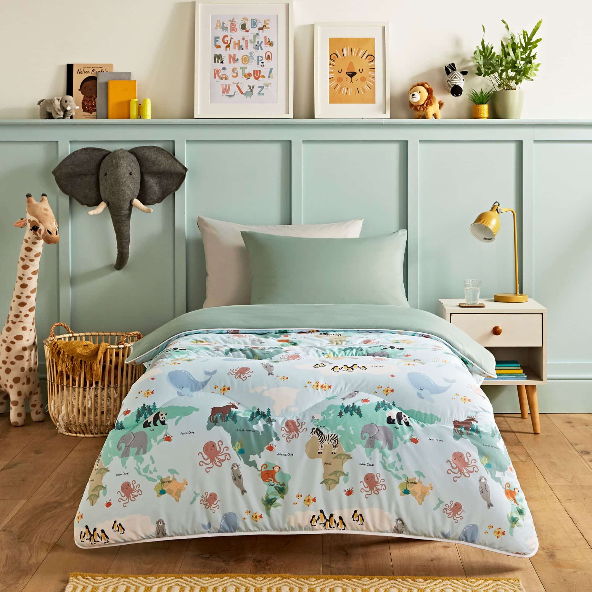 Night Lark Kids® Coverless Duvet Set - Animal Atlas Print Twin/Full/Queen Size | Soft & Breathable Kids Bedding for Boys & Girls | Perfect for Bedrooms, Sleepovers & Travel